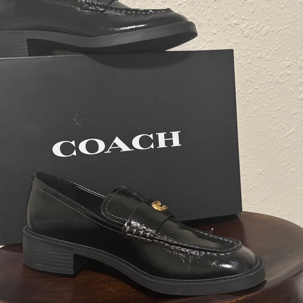 COACH Men’s Black Patent Leather Penny Loafers